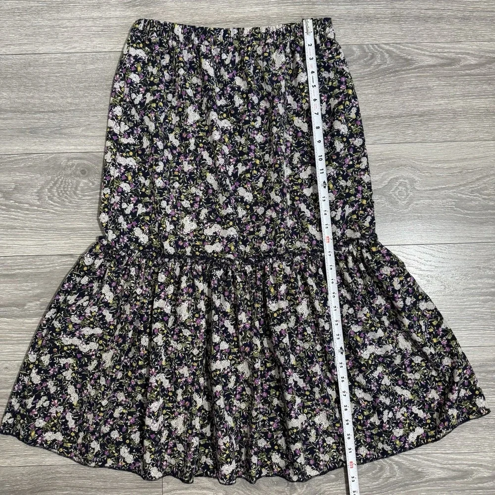 Cottagecore Metrowear Women's Midi Skirt Sz M Floral Lined Tiered Elastic‎ Waist